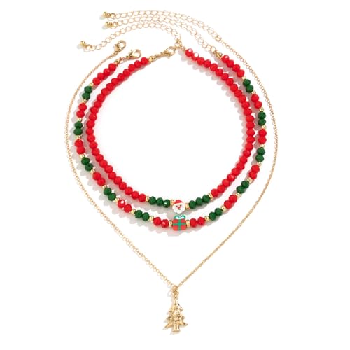 1 Set Weihnachten Perlen Halskette Mode Anhänger Halskette Verstellbares Schichten Coole Mädchen Schmuck Schlüsselblattkette Einzigartige Und Charmante Perlen Halskette Geschenk Für Frauen Täglich von Laikoutd
