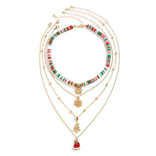 1 Set Weihnachten Perlen Halskette Mode Anhänger Halskette Verstellbares Schichten Coole Mädchen Schmuck Schlüsselblattkette Einzigartige Und Charmante Perlen Halskette Geschenk Für Frauen Täglich von Laikoutd