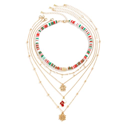 1 Set Weihnachten Perlen Halskette Mode Anhänger Halskette Verstellbares Schichten Coole Mädchen Schmuck Schlüsselblattkette Einzigartige Und Charmante Perlen Halskette Geschenk Für Frauen Täglich von Laikoutd
