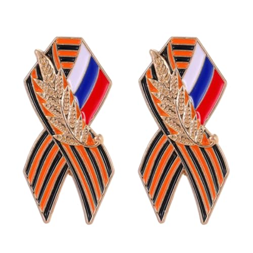 2pcs Legierung Brosche Mit Retro Russian Flag Accent Secure Pin Mode Laple Pin Schmuck Für Verschiedene Outfits Stilvoller Täglicher Kleidung Brosche von Laikoutd