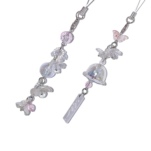 2pcs Mode Winds Chimes Blumen Anhänger Phone Gurte Lanyard Pocket Schlüsselbund Rucksack Rucksack Charme Autos Schlüssel Dekoration Telefon Anhänger Gurt von Laikoutd