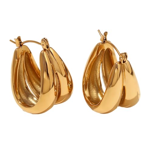 Bequeme Verschleiß Loop Ohrringe 18K Gold Plattiert Titaniumstahl Modezubehör Für Trendige Frauen Alltäglicher Verschleiß Wasserdichte Modeohrringe von Laikoutd