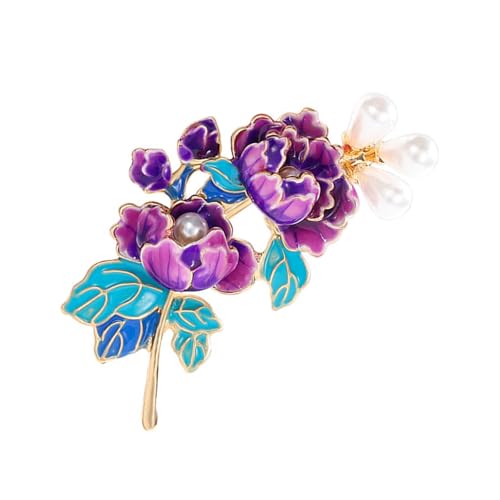 Bunte Farbige Pfingstrosenblumenbrosche Stecknadel Für Frauen Mit Emaillierten Und Perlendekorationen Für Besondere Anlässe Mode Corsage Jewelry Tragbar von Laikoutd
