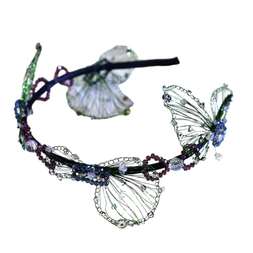 Damen-Haarband mit Schmetterlingsdraht, Kristall-Stirnband für Festzug, Abschlussball, Kopfbedeckung, elegantes Haarband, Club-Kopfschmuck, Foto-Requisiten Damen-Haarband mit Schmetterlingsdraht, Kristall-Stirnband für Festzug, Abschlussball, Kopfbedeckung, elegantes Haarband, Club-Kopfschmuck, Foto-Requisiten von Laikoutd