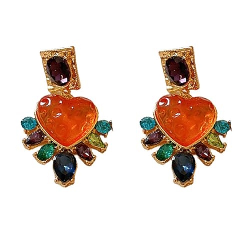 Damenherzen Hangle Ohrringe 18K Gold Plattiert Mit Mehrfarbigen Kristallen Und Amethyst Cubic Zirconia Designs Herzohrringe von Laikoutd