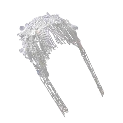 Elegante Brautperlen Spitzenquasten Kopfschmuck Französische Hochzeitsfotografie Accessoire Perlen Geschmücktes Spitzenquasten Hochwertige Materialien Kopfbedeckung von Laikoutd