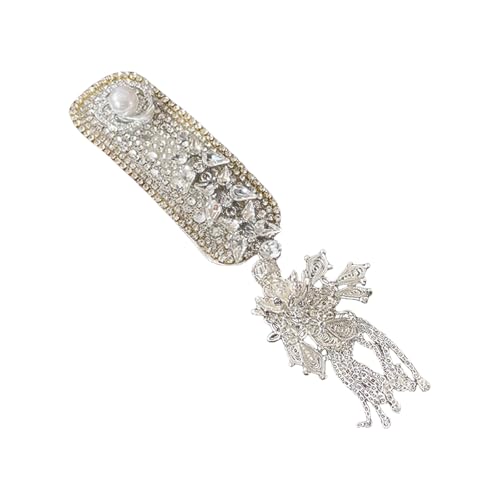 Elegante Haarspange mit Strasssteinen, silberfarbene Blume, tragbar für Hochzeiten, Verlobungen und traditionelle Veranstaltungen von Laikoutd