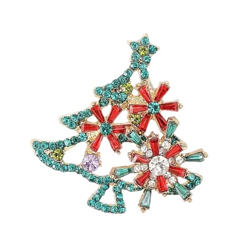 Festliche Legierung Weihnachten Brosche Strasssteine ​​Corsage Pin Sicherer Verschluss Urlaub Garderobe Essentielle Party Schmuck Weihnachtsbaum von Laikoutd