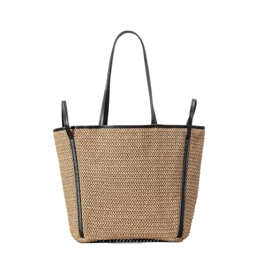 Frauen Der Frauen Gewebter Strohbeutel Große Kapazität Umhängetaschen Casual Eimer Beutel Reisehandtasche Für Strand Und Tägliche Verwendung Kontrastbeutel von Laikoutd