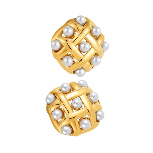 Frauen Mit Goldplattiertem Robusten Edelstahlohrringen Mit Stilvoller Doppelschicht Und Perlen Casual Wear Tägliches Gebrauch Party Accessoire Ohrringe von Laikoutd
