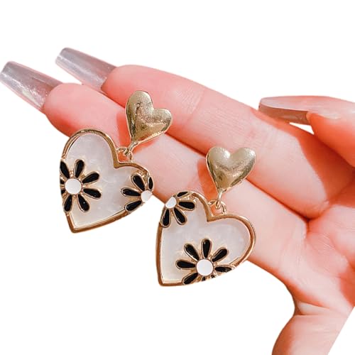 Frühlingsblumenherzohrringe Komfort Fit Fit Legierten Hengste Schmuck Frauen Leichter von Laikoutd