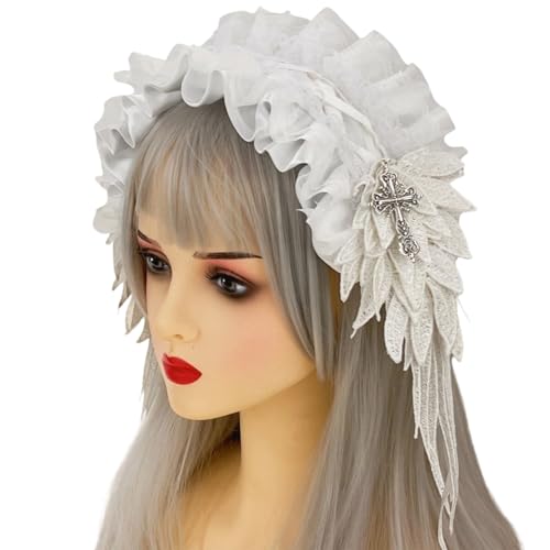 Gothic-Punk-Haar-Accessoire aus hochwertiger Stoffspitze und dekorativen Metall-Kreuz-Details für den täglichen Gebrauch auf Partys von Laikoutd