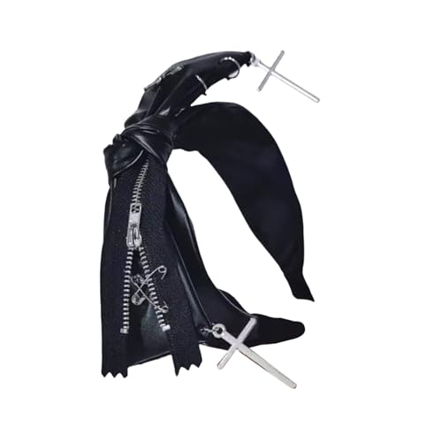 Haarband aus PU-Leder mit Schleife, mit Reißverschluss, für Damen, Teenager, Anime, Cosplay, gekreuzter Anhänger, japanisches Thema Haarband aus PU-Leder mit Schleife, mit Reißverschluss, für Damen, Teenager, Anime, Cosplay, gekreuzter Anhänger, japanisches Thema von Laikoutd