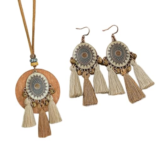 Handgewebte Tassels Halskette Und Ohrringe Stilvolle Party Schmuck Set Trendy Accessoires Für Partys Und Abendveranstaltung Handgefertigte Legierungs Halskette von Laikoutd