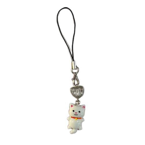 Handy Gurt Schlüsselbund Herzkatze Anhänger Telefon Lanyard Anti Lost Keyring Schmuck Handtasche Rucksack Zubehör Telefonkette Armband von Laikoutd