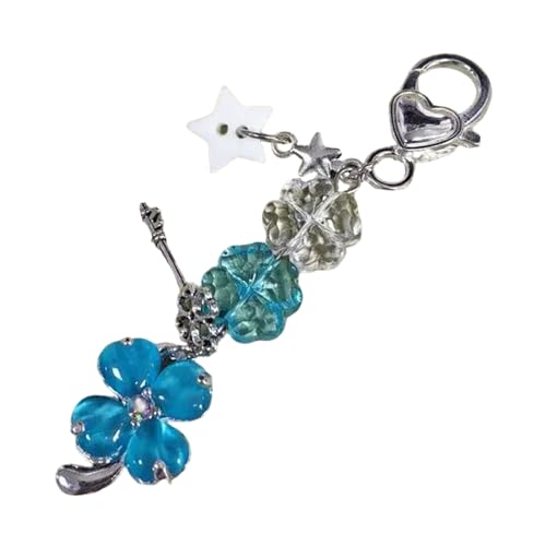 Laikoutd Acryllegierung Vier Blattschlüsselketten Telefon Charme Anhänger Mit Stars Entwirft Einzigartiger Rucksack Hängende Dekoration Student Fashion Keychain von Laikoutd