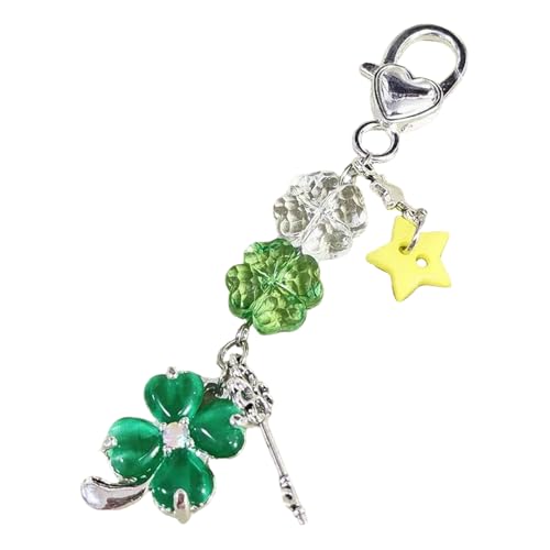 Laikoutd Acryllegierung Vier Blattschlüsselketten Telefon Charme Anhänger Mit Stars Entwirft Einzigartiger Rucksack Hängende Dekoration Student Fashion Keychain von Laikoutd