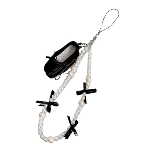Bowknot Ballettschuhe Charme Schlüsselbund Anti Lost Kette Kristallperlen Perlen Anhänger Hängende Charme Bag Dekoration Lanyard Girls Bag Anhänger Charme Dekoration von Laikoutd