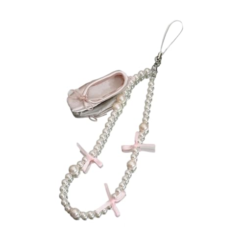 Bowknot Ballettschuhe Charme Schlüsselbund Anti Lost Kette Kristallperlen Perlen Anhänger Hängende Charme Bag Dekoration Lanyard Girls Bag Anhänger Charme Dekoration von Laikoutd