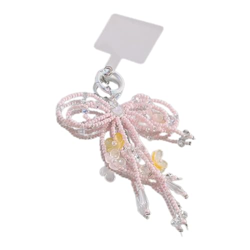 Laikoutd Bunte Perlen Telefonkette Mode Bowknot Schlüsselbund Und Taschen Anhänger Handgefertigtes Geschenk Multifunktionaler Bogenschlüsselpersonalisierter Taschendekoration von Laikoutd