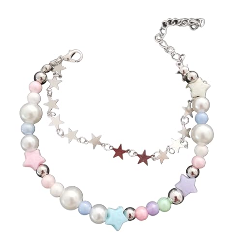 Laikoutd Buntes Star Pendant Perlen Armband Einstellbare Doppelte Handketten Modische Armbandhähne Schmuck Für Frauen Girls Accessoires Laikoutd Buntes Star Pendant Perlen Armband Einstellbare Doppelte Handketten Modische Armbandhähne Schmuck Für Frauen Girls Accessoires von Laikoutd