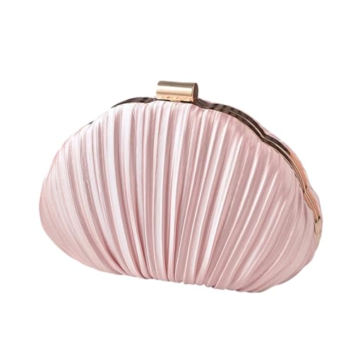 Laikoutd Elegante Gekräuselte Muschelabendbeutel Leichte Polyester Schultertasche Mit Verstellbarem Kettenriemen Für Hochzeitsfeiern Abend Umhängetasche von Laikoutd