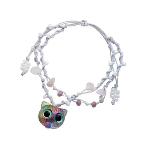 Laikoutd Elegante Katzenauge, stilvolle Handkette, romantisches Liebesherz-Armband, Bastelbedarf, tragbar zum Verschenken von Laikoutd