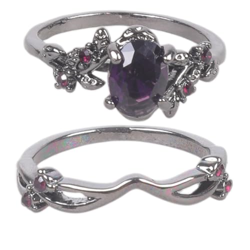 Laikoutd Elegante Kristallcocktailringe Mit Rosenmotiven Und Ergonomischem Zweig Design In 5 Größenoptionen Vintage Branch Design Amethyst von Laikoutd