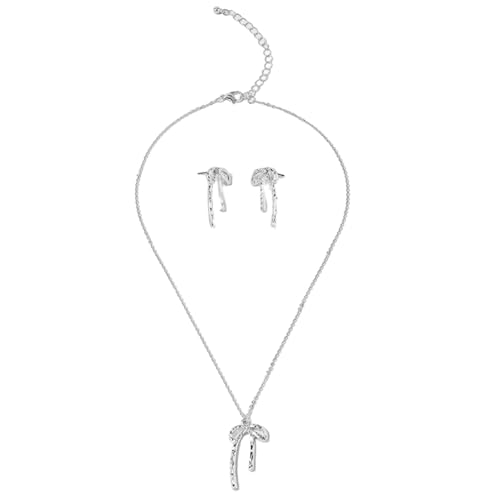 Laikoutd Elegantes Schmuckset Für Frauen Modischer Schmetterling Anhänger Heckkette Und Ohrringe Handgefertigtes Bogenknoten Charmzubehör Butterfly Halskette Und Ohrringe Set von Laikoutd