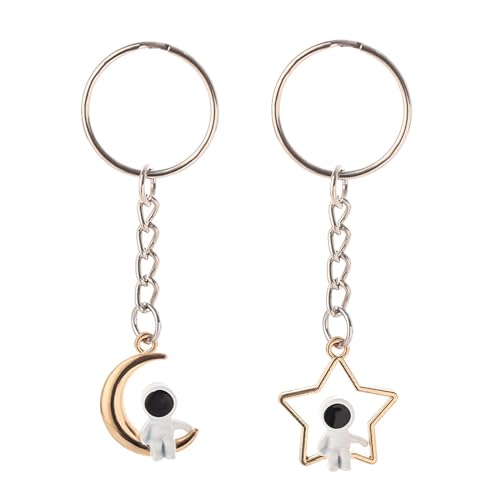 Laikoutd Exquisite Handwerkskunst Astronaut Schlüsselbund Praktische Schlüsselringe Telefongurtkette Charm Anti Lost Kettenbehänge Juwelenmond Und Sternschlüsselring von Laikoutd