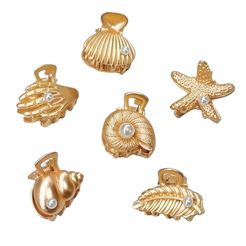 Laikoutd Exquisite Schale Haarnadelzubehör Modische Haaraccessoire Elegante Perlen Sternte Snail Shell Hair Clip Charm Stylish Hair Grip von Laikoutd