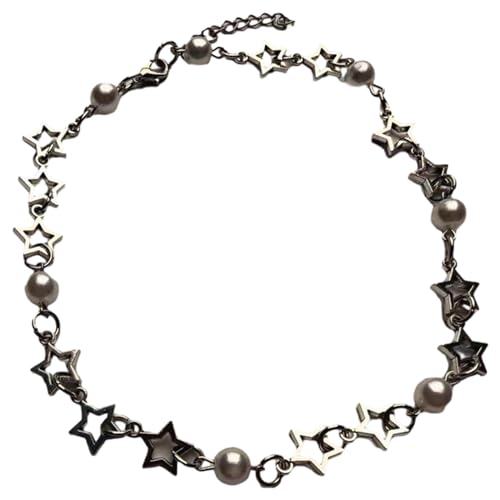 Laikoutd Goth Choker-Halskette mit hohlem Stern für Damen, Perlenanhänger, ästhetischer Schmuck, süßer, cooler Halsband, Damenketten, modisch Laikoutd Goth Choker-Halskette mit hohlem Stern für Damen, Perlenanhänger, ästhetischer Schmuck, süßer, cooler Halsband, Damenketten, modisch von Laikoutd