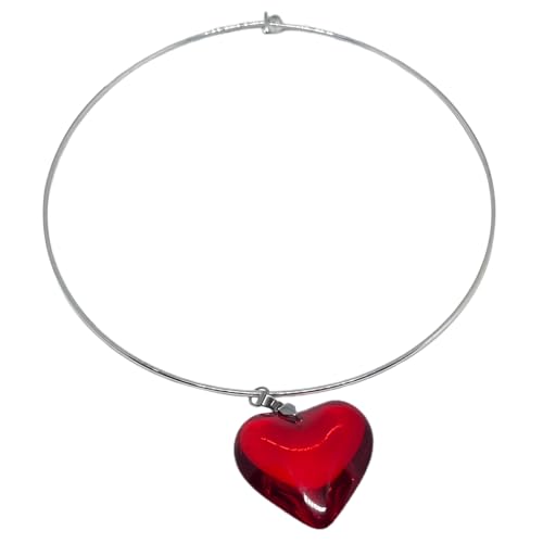 Laikoutd Große Herz Halskette Kristall Herz Anhänger Schlüsselbein Kette Romantics Herz Choker Jubiläen Geschenk Für Frauen Mädchen Teen Herz Halskette Halskette Leichte Halskette von Laikoutd