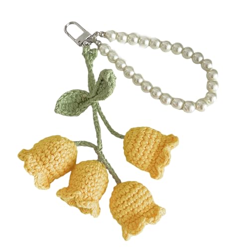 Laikoutd Häkelnde Blütenschlüsselring Einzigartige Perlen Perlenkette Keychain Bunte Gestrickte Taschen Accessoire Für Modeliebhaber Keychain Dekoration von Laikoutd
