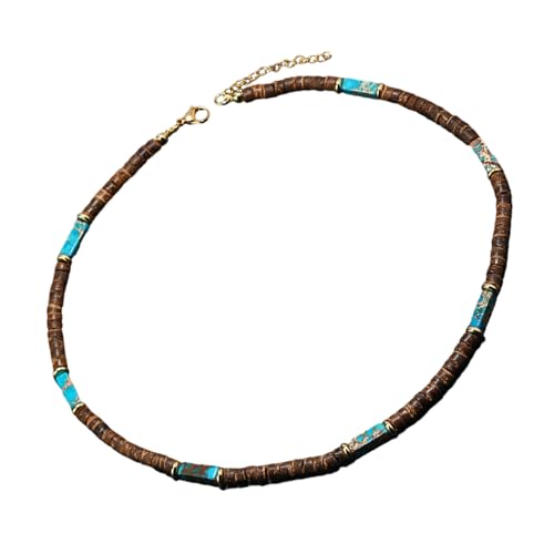 Laikoutd Halskette im ethnischen Stil mit brauner Kokosnussschale und Natursteinperlen für einen einzigartigen Halsschmuck-Look von Laikoutd