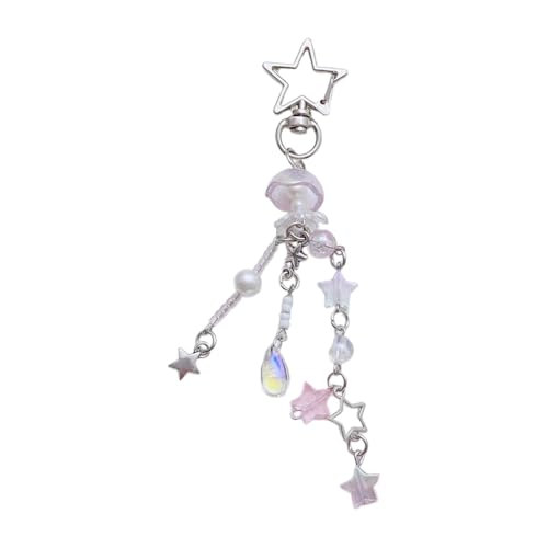 Laikoutd Handgefertigter Handy-Charm-Anhänger mit verspieltem Stern und Blumen, modisches Statement-Schmuckzubehör für Taschen und Geldbörsen von Laikoutd