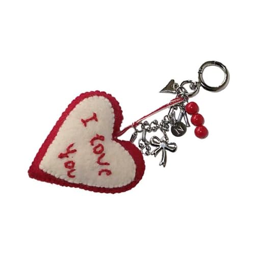 Laikoutd Handgefertigter Wollfilzzeiger Herzschlüsselhalter Handwerksanaler Wolle Herzbeutel Charme Stilvoller Schlüsselbund Anhänger Für Taschen Rucksack Office Car Home Dekore von Laikoutd