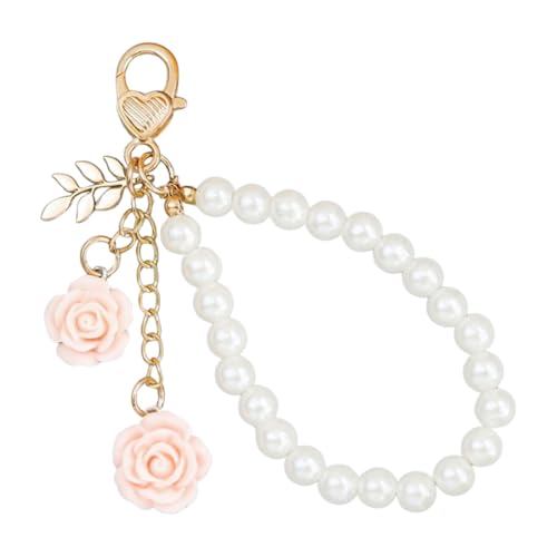 Laikoutd Harzblumen Und Perlenkettenkette Keyring Mode Rostbezogene Schlüsselhalter Stylish Bag Accessoire Car Key Dekoration von Laikoutd