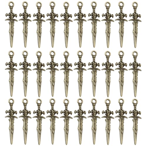 Laikoutd Kleine Schwerter-Anhänger, Bastelzubehör, Schmuckanhänger, Geschenk für Schmuckherstellung und Bastel-Enthusiasten, 30 Stück von Laikoutd