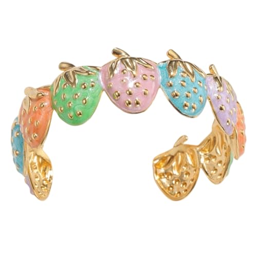 Laikoutd Lebendiger Tropf Emailliertem Erdbeermuster Verstellbarer Armband Armband Bequemes Schmuckgeschenk Für Ihr Erdbeer Emaille Verstellbarband von Laikoutd