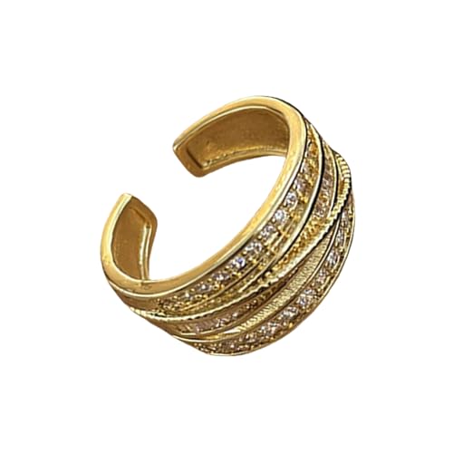 Laikoutd Mehrzweckgold Silberringe Für Frauen 14k Vergoldet Mit Zirkonia Tragbar Für Schichten Und Tägliche Freizeitkleidung Verstellbare Fingerringe von Laikoutd