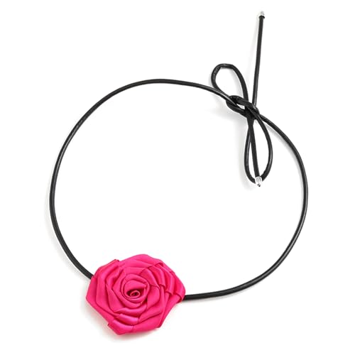 Laikoutd Mode Choker Halskette Gothic Big Rose Flower Anhänger Heckchain Braut Verstellbarer Halskragen Für Frauen Seil Halskette Für Frauen von Laikoutd
