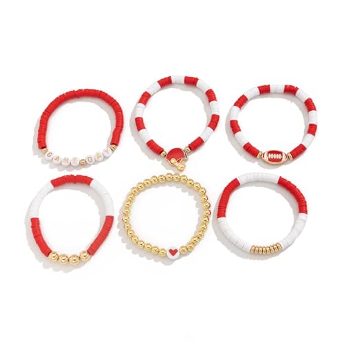 Laikoutd Mode Fußball Charmalme Armband Einstellbarer Perlen Handchains Elastic Handgelenkband Mode Schmuck Für Männer Und Frauen Stapelbares Armband von Laikoutd