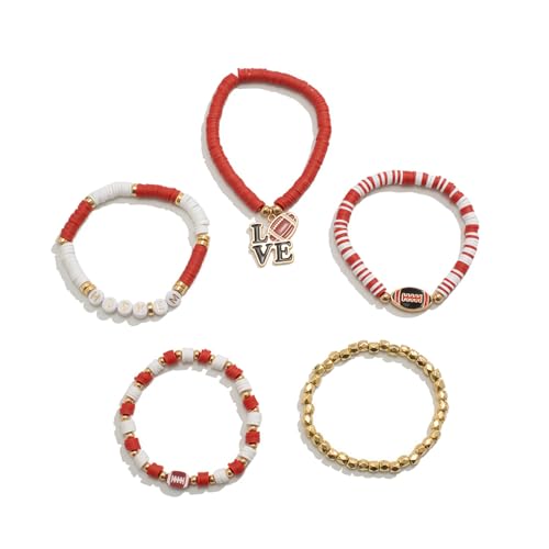 Laikoutd Mode Fußball Charmalme Armband Einstellbarer Perlen Handchains Elastic Handgelenkband Mode Schmuck Für Männer Und Frauen Stapelbares Armband von Laikoutd