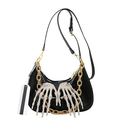 Laikoutd Moderne Achselhöhle Bag PU Leder Achselhaut Für Frauen Punk Skelett Metallkette Crossbody Body Knödel Umhängetasche Reise Achselhöhle Achselbeutel Laikoutd Moderne Achselhöhle Bag PU Leder Achselhaut Für Frauen Punk Skelett Metallkette Crossbody Body Knödel Umhängetasche Reise Achselhöhle Achselbeutel von Laikoutd