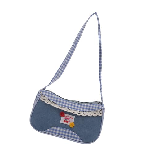 Laikoutd Moderne Unisex Jeans Unterarmtasche Checked Board Abend Geldbeutel Praktische Umhängetaschen Mehrzweck Aufbewahrungsfächer Trendy Jeans Unterarmtasche von Laikoutd