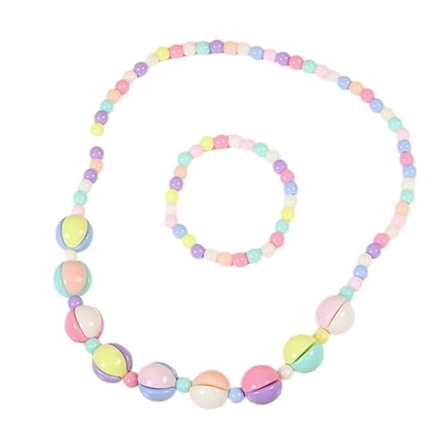Laikoutd Niedliches Blumen-Regenbogen-Halskette und Set, Charm-Schmuck-Set, bunte Perlen, Schmuckstruktur für Mädchen von Laikoutd