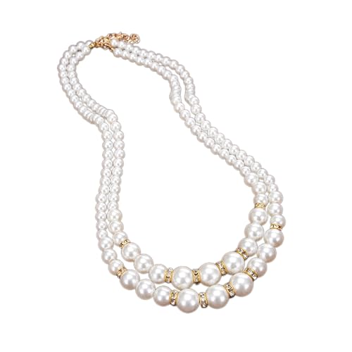 Laikoutd Perlen Choker Doppelschicht Halskette Perlen Perlen Choker Party Halsschmuck Geeignet Für Modische Outfits Doppelschicht Hals von Laikoutd
