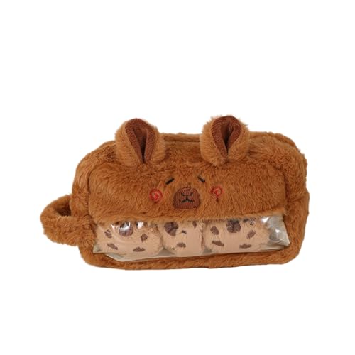 Laikoutd Plüsch-Bleistifttasche mit glatten Reißverschlüssen, Bleistift-Organizer, Kinder, Schule, Schreibwaren, Tasche, flauschiger Stifthalter, C von Laikoutd