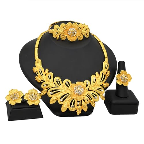 Laikoutd Raffinierte Hochzeitsschmucksembles Mit Klaren Strasssteinen Halskette Und Stilvolle Ohrringe Mode Accessoire Hochzeit Schmuck Für Frauen von Laikoutd